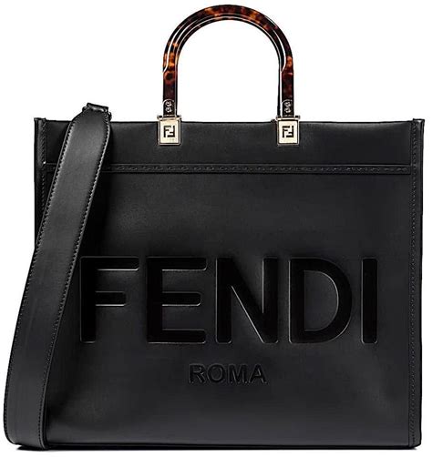 fendi black leather tote